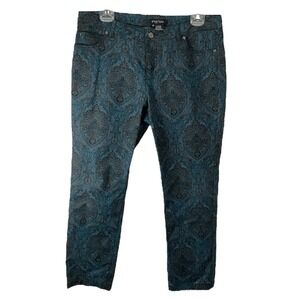 Etcetera navy‎ blue paisley jeans size 10